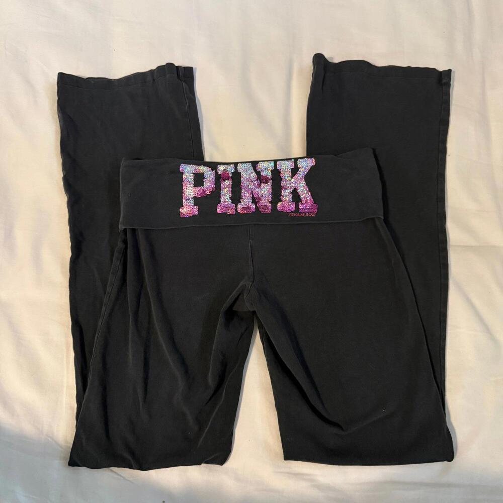 Y2K PINK Victoria's Secret Foldable Waist Flare Yoga Pants